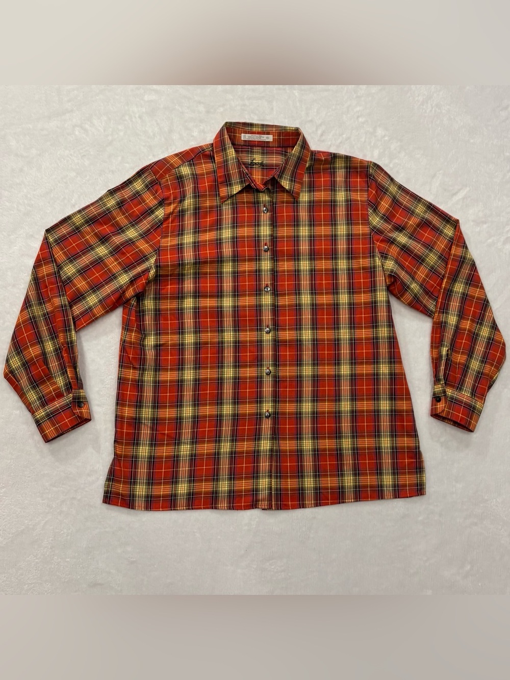 Foxcroft Wrinkle Free Plaid Long Sleeve Button Up Blouse Women’s Size 16